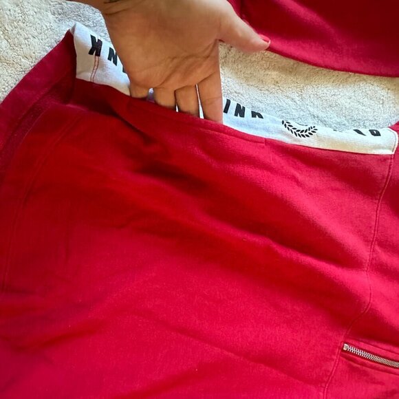 Red PINK Victoria's Secret Half Zip up Hoodie Sweatshirt Vintage Size Small - Picture 4 of 9